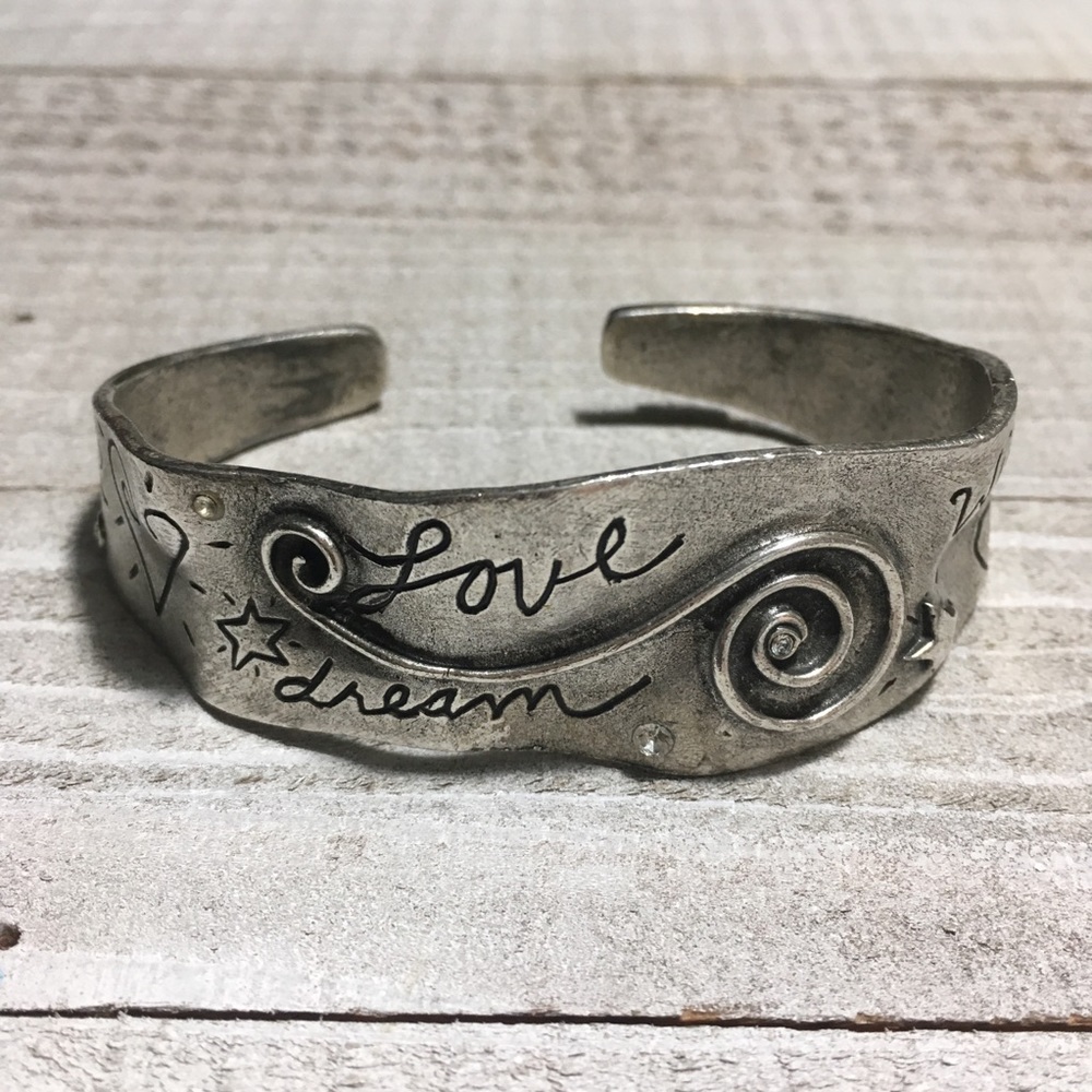 Chico’s Love Metal Silver Bangle Bracelet